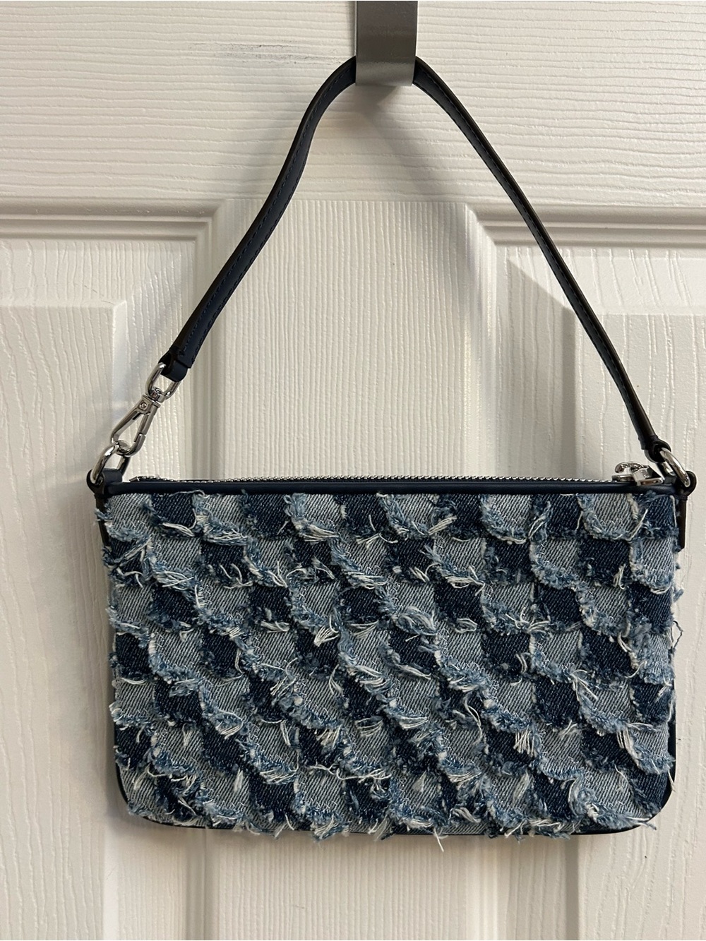 Michael Kors Blue Washed Denim Patchwork Convertible Pouch Wristlet